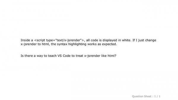 HTML : Can I get VS Code to syntax-highlight JsRender templates?