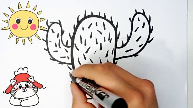 How to draw cactus _ рисование кактуса для детей _ bolalar uchun kaktus rasmini chizish смотреть онлайн