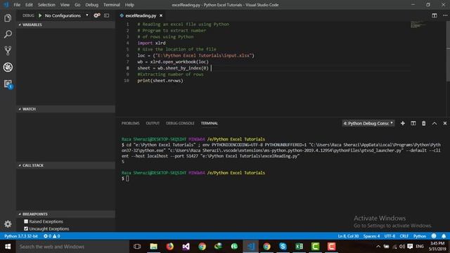 Code#2:Extract No of Rows using Python xlrd смотреть онлайн