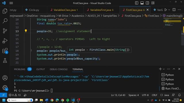 Java Variables and Arithmetic Operations смотреть онлайн