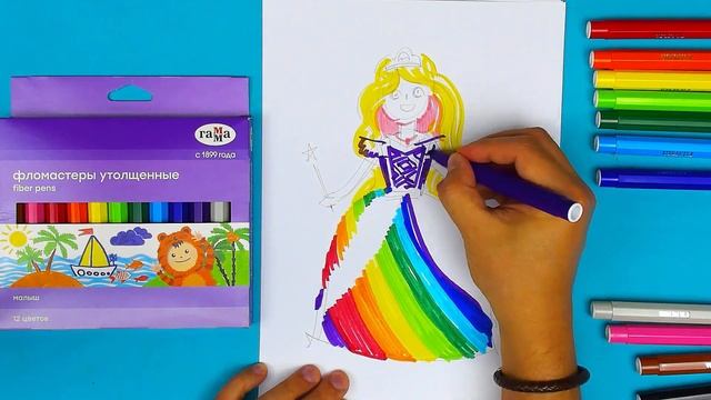 Как нарисовать БАРБИ рисуем куклу фломестерами смотреть онлайн