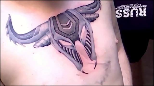 Tattoo time lapse.Знак зодиака, кибер-телец. смотреть онлайн