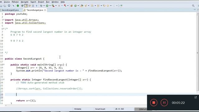 Java program to find second largest number in an integer array | (Hindi) смотреть онлайн