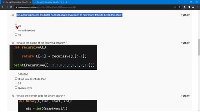 NPTEL The Joy of Computing using Python Week6 Quiz Assignment Solutions | July 2023 | IIT Ropar смотреть онлайн