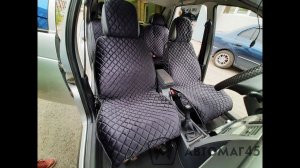 Накидки на сиденья велюр с боками передние и комплект черный ромбик