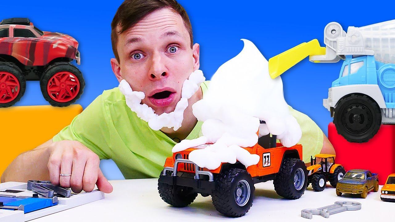 Игры машинки - ДЖИП на Автомойке Фёдора! Тачка Черепашки Ниндзя вся в Пене! Смешные видео для детей смотреть онлайн