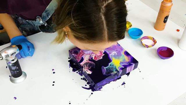 Just Paint and Water NEBULA Pour🌌 ~ Violet Acrylic Pouring | Fluid Art | Galaxy Art смотреть онлайн