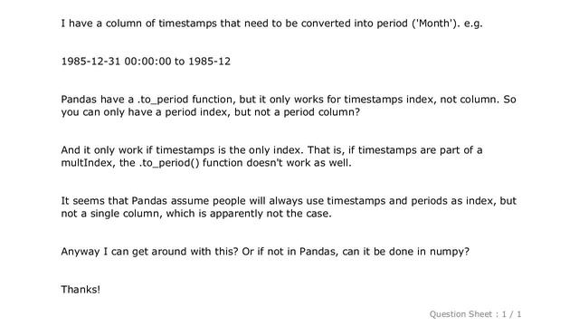 Pandas : Convert a column of timestamps into periods in pandas смотреть онлайн