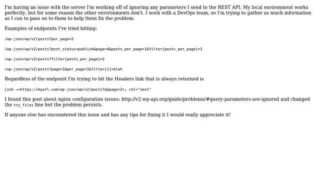 Wordpress: REST API parameters not working with nginx смотреть онлайн