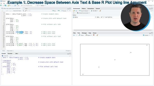 Move Axis Label Closer to Plot in Base R (Example) | How to Decrease Space | plot & title Function смотреть онлайн