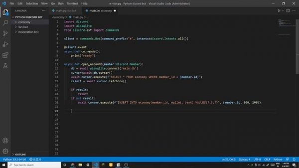 Economy Bot with aiosqlite | discord.py