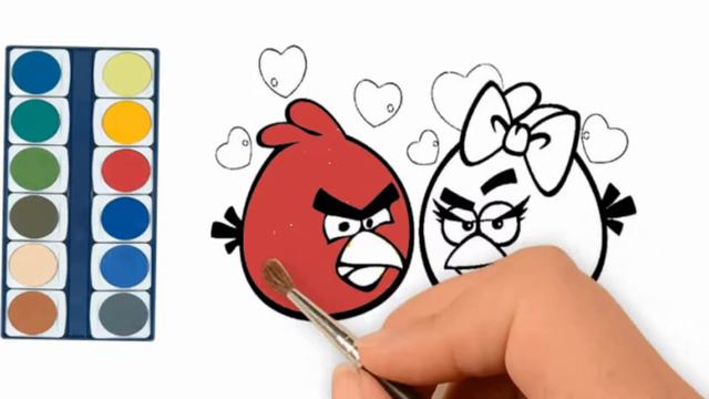 Angry birds coloring book for kids | Red angry bird drawing | Coloring pages смотреть онлайн