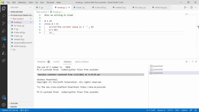 BREAK AND CONTINUE IN PYTHON | python Tutorial for Beginners | TECHI DINESH смотреть онлайн
