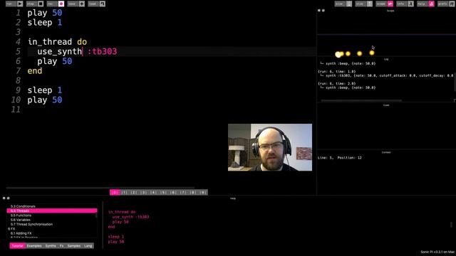 Threads - The Sonic Pi Tutorial, Section 5.4 смотреть онлайн
