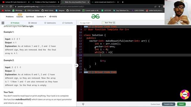 Make the array beautiful | GFG POTD SOLVED | Deepak Joshi | SOLVED AND EXPLAINED IN HINDI | смотреть онлайн