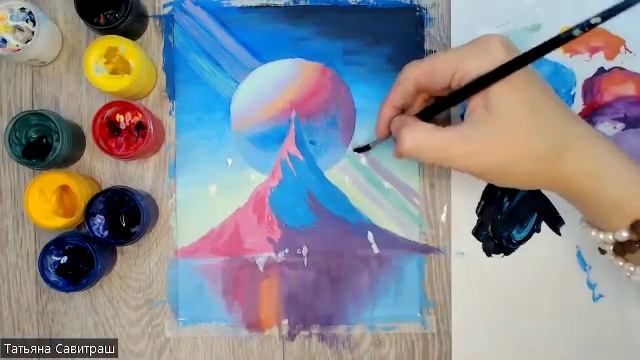 Рисуем фантастический пейзаж с горой и планетой. Запись вебинара смотреть онлайн