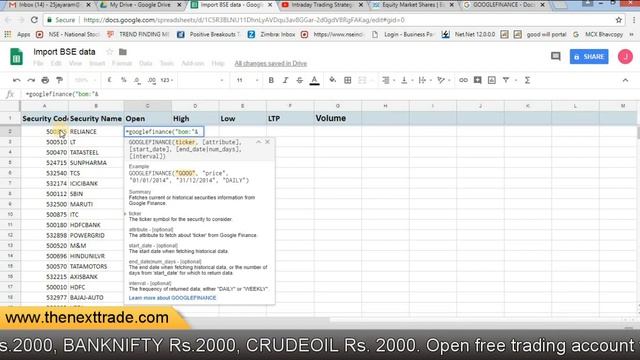 How To Import BSE Data Into Google Sheets(Excel)