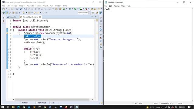 Java program to print reverse of the integer смотреть онлайн