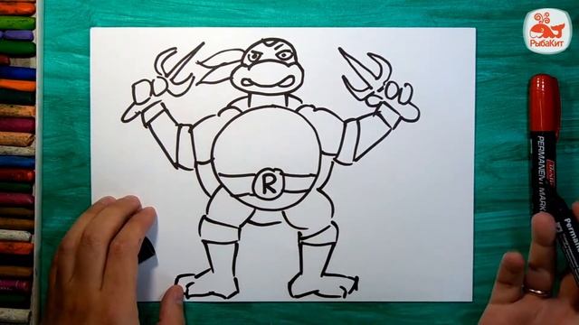 Как нарисовать Черепашку Ниндзя Рафаэль / How to draw a Turtle Ninja Raphael смотреть онлайн