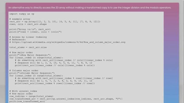 How to use a linear index to access a 2D array in Python смотреть онлайн