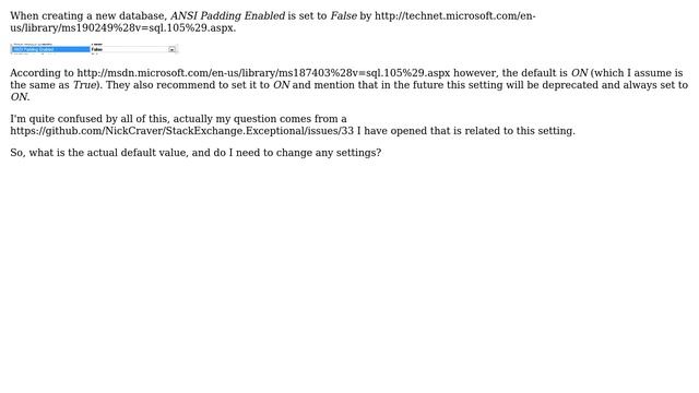 What is the default value of ANSI Padding Enabled, and what should value should I set it to? смотреть онлайн
