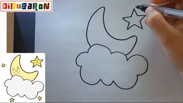 Como dibujar A LA LUNA CON ESTRELLAS paso a paso y MUY FACIL - Dibujos para Colorear смотреть онлайн