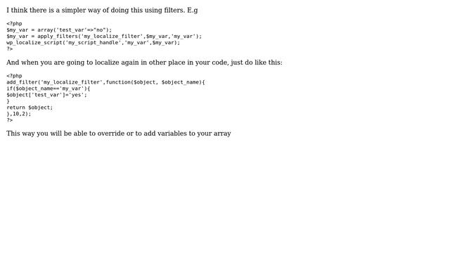 Wordpress: Is there a way to know the name of all variables passed by wp_localize_script? смотреть онлайн