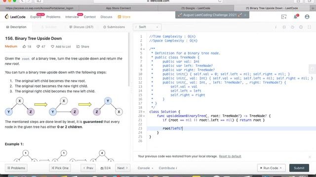 Interview, Swift, Tree, leetcode, 156. Binary Tree Upside Down with Recursive solution (LinkedIn) смотреть онлайн