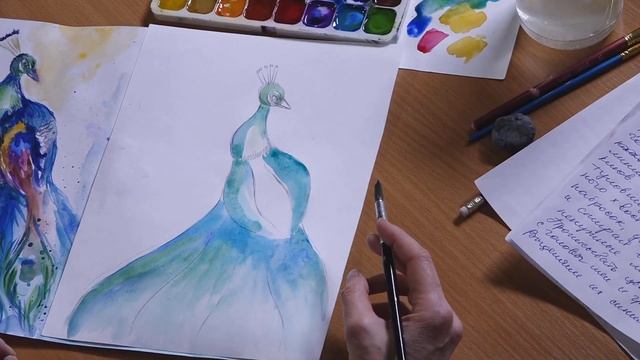 Рисуем павлина. Творческие мастер-классы онлайн. Өнерпаздық онлайн сабақтар. Урок 11 смотреть онлайн