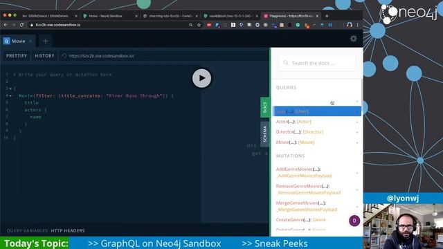 GraphQL on Neo4j Sandbox plus Sneak Peeks with Will Lyon - Twitch stream смотреть онлайн