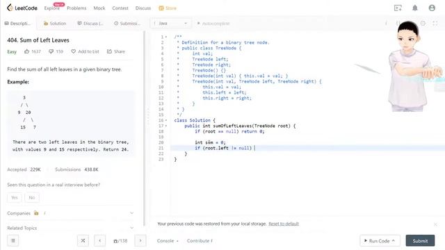 Leetcode 404 - Sum of Left Leaves (JAVA, Solution Explain!) смотреть онлайн