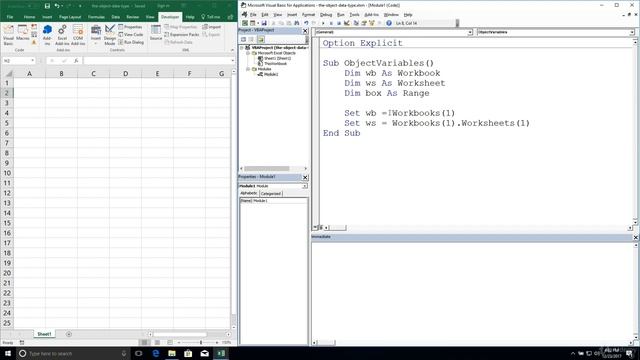 Excel VBA Programming - Variables and Data Types | 14 - The Object Data Type смотреть онлайн