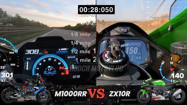 BMW M1000RR Vs Kawasaki ZX10R | 0-250kph Acceleration | GPS Top Speed Attempt ?