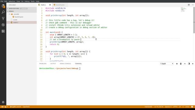 How to debug C code with GDB in VSCode (Linux) смотреть онлайн