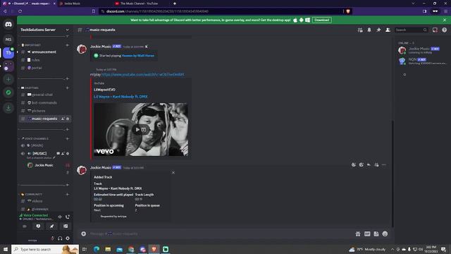 How to Add YOUTUBE MUSIC BOT To Discord Server - 2024 Method смотреть онлайн