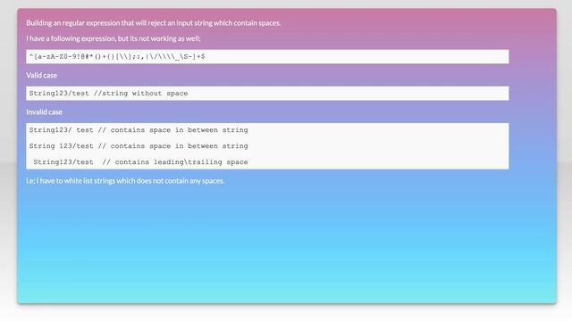 Regex - Match A String Without Having Spaces