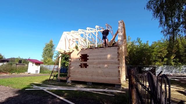 БАНЯ 6Х6 ИЗ ПРОФИЛИРОВАННОГО БРУСА С МАНСАРДНЫМ ЭТАЖОМ смотреть онлайн