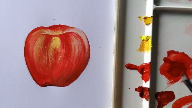 Poster Colour Painting | Still life | How to draw an apple смотреть онлайн