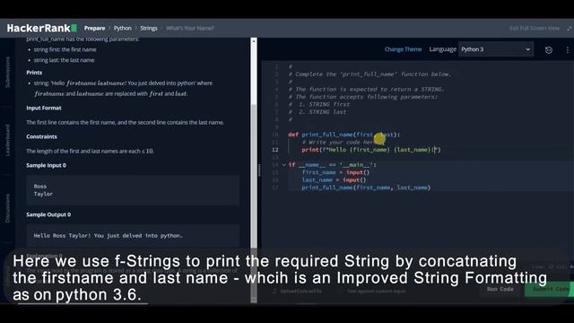 Python for Beginners | What's Your Name ? | HackerRank Python смотреть онлайн