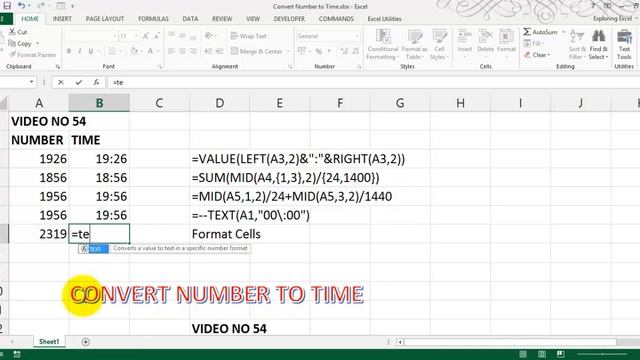 Text Function To Convert Number To Time