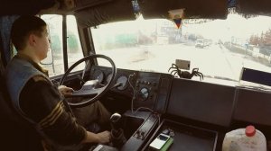 Будни водителя МАЗа. Зима. Буксуем.