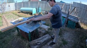 Заработал! Станок комбинированный деревообрабатывающий УБДН-6М на Даче.  Как пилит рейки.