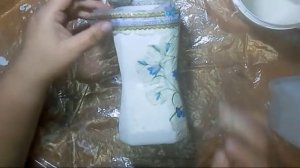 Ваза из стеклянной  банки  от кофе. Декупаж кофейной банки