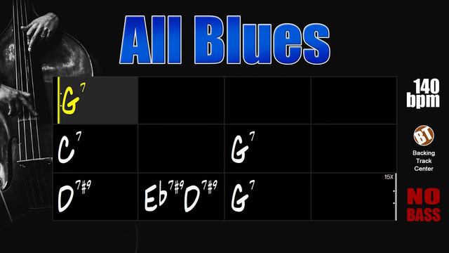 All Blues NO BASS Backing Track Jazz - 140bpm
