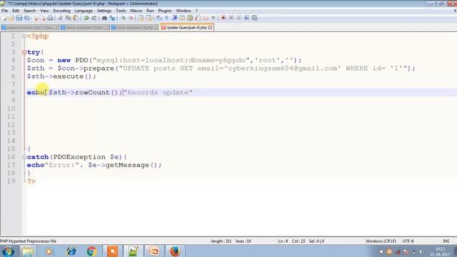 PHP PDO Tutorials in Hindi 4 of 5 Update Query. смотреть онлайн