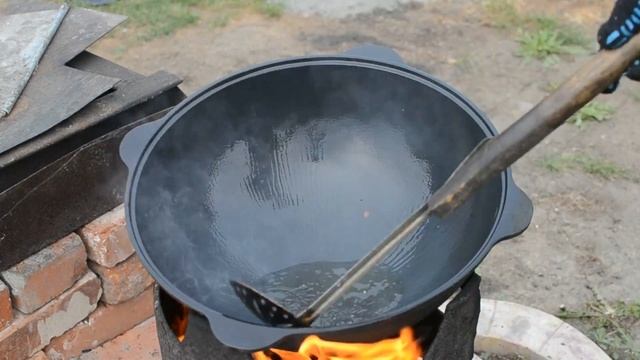 Обжиг или прокаливание чугунного казана смотреть онлайн