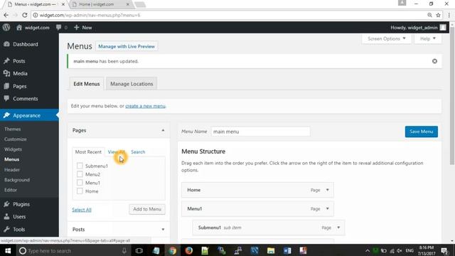 How to create menu, submenu, Page and Blog Post in Wordpress(English). смотреть онлайн