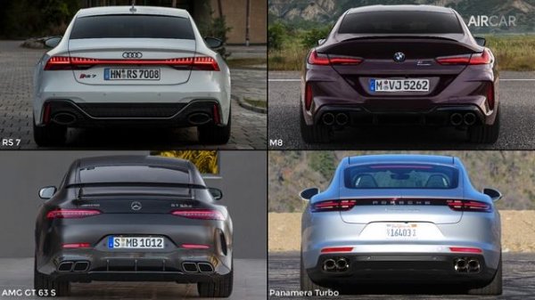 Audi RS7 Vs BMW M8 Gran Coupe Vs Mercedes AMG GT 63 S Vs Porsche Panamera Turbo | Aircar