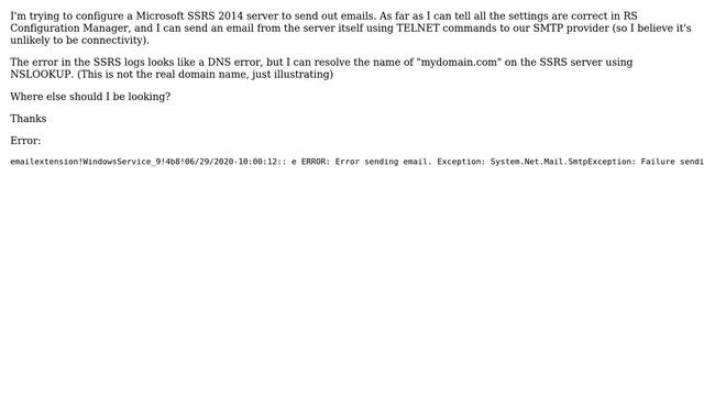 SQL Reporting Services email subscription configuration смотреть онлайн