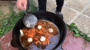 Как приготовить узбекский плов в казане на костре. Подробный рецепт самаркандского плова. #плов